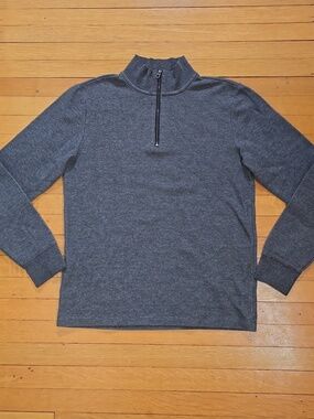 Old Navy, Mock Neck Quarter-Zip Pullover, Charcoal Gray, EUC, Men's S